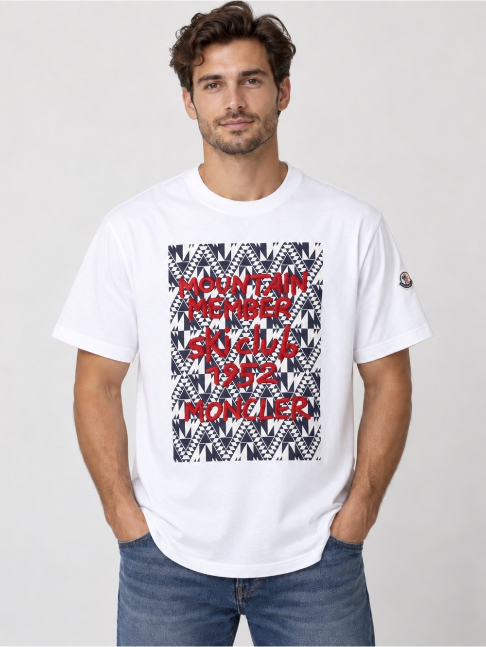Moncler FW22 Mountain Member Ski Club 1952 Graphic T-Shirt White XL Authentic
